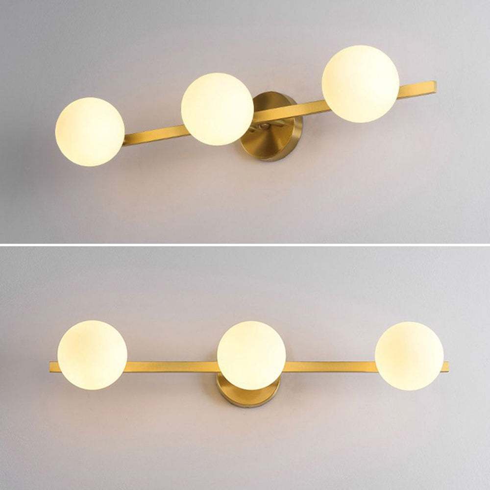 Valentina Retro Globe Linear Metal/Glass Wall Lamp, Gold, Bathroom - Lamp Copper
