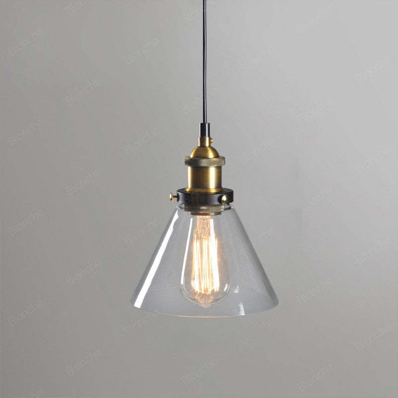June Industrial Glass Pendant Light Clear/Amber/Smoke Grey - Lamp Copper