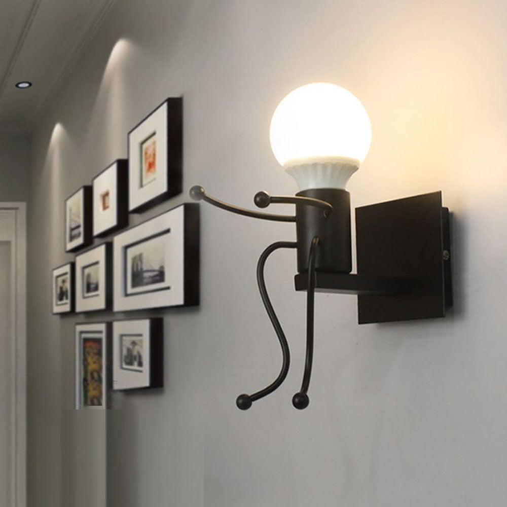 Arisha Modern Decorative Man Metal Wall Lamp, White/Black - Lamp Copper