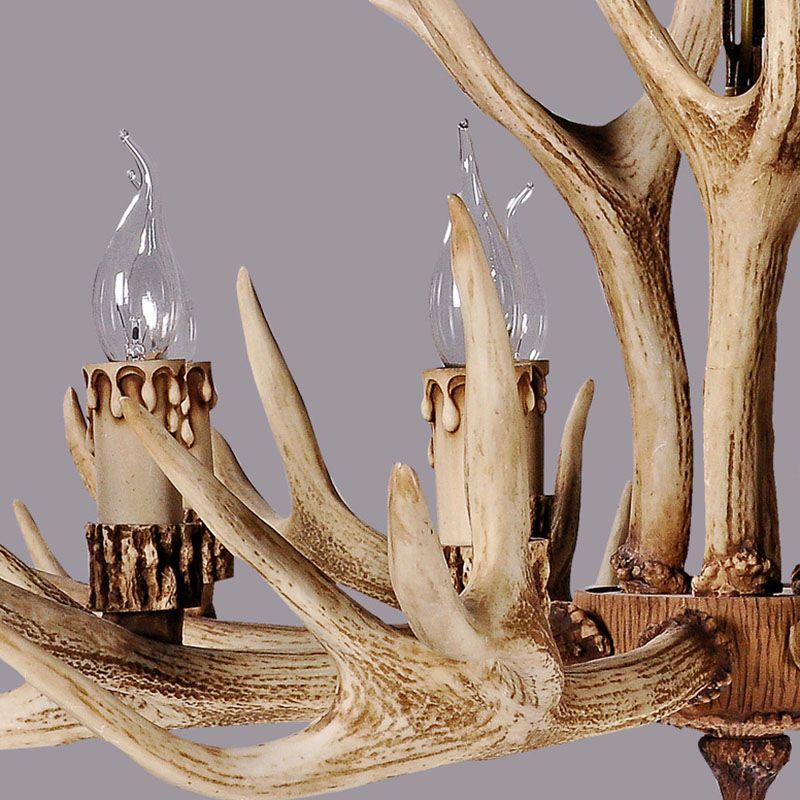 Silva Retro Deer Antlers Candle light Horn Resin Chandelier - Lamp Copper