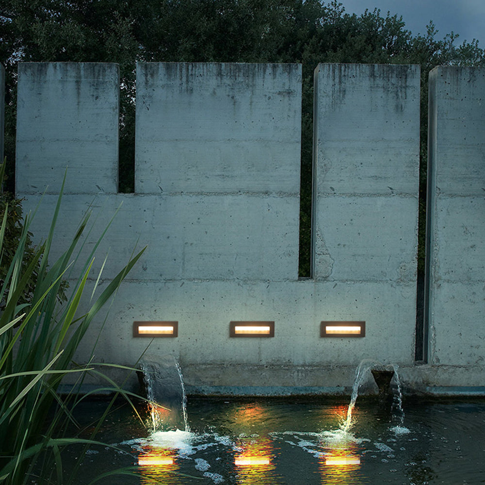 Ray Modern Metal Rectangular Outdoor Deck/Step Light, Black - Lamp Copper