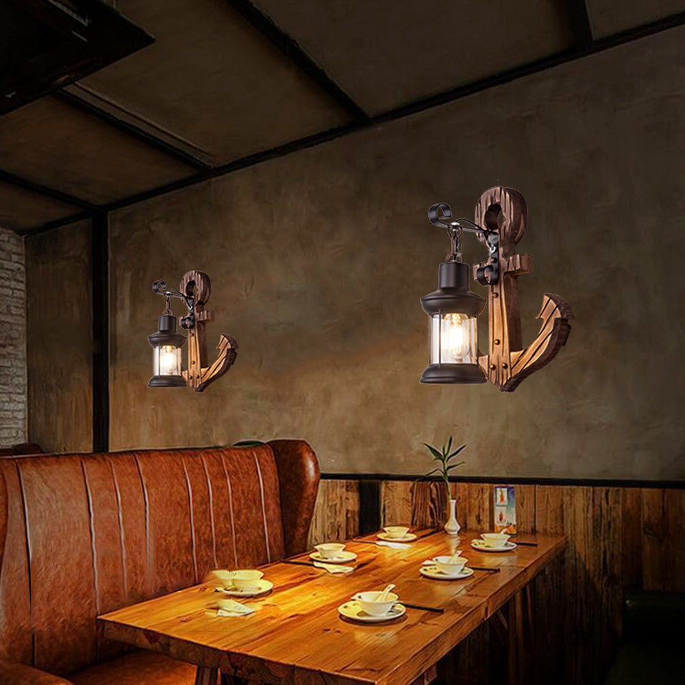 Epoch Anchor Lantern Wall Lamp, Vintage/Antique, Wood, Bedroom - Lamp Copper