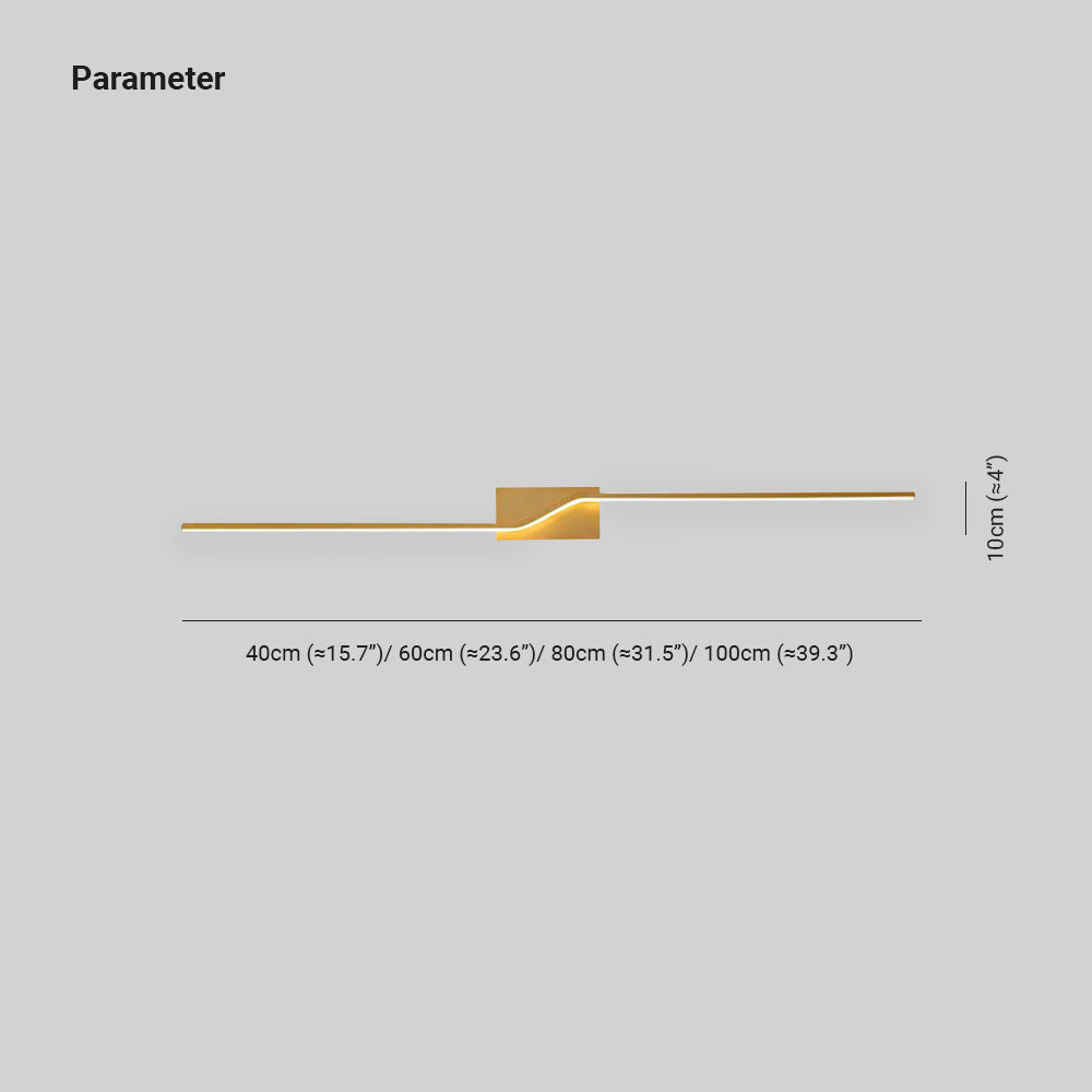 Arisha Luxury Curved Linear Metal Wall Lamp, Gold - Lamp Copper