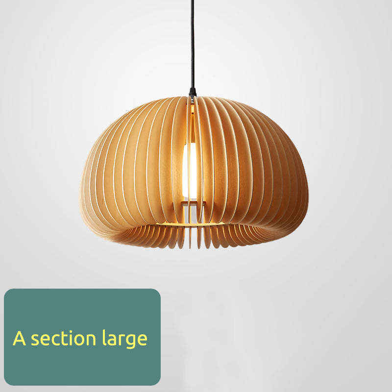 Muto Pumpkin Pendant Light, Wood - Lamp Copper