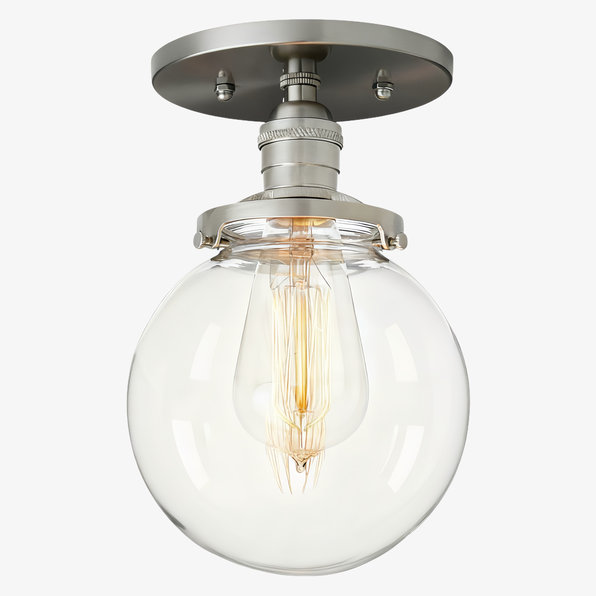 Pearl  Clear Glass Retro Globe Ceiling Light Bedroom