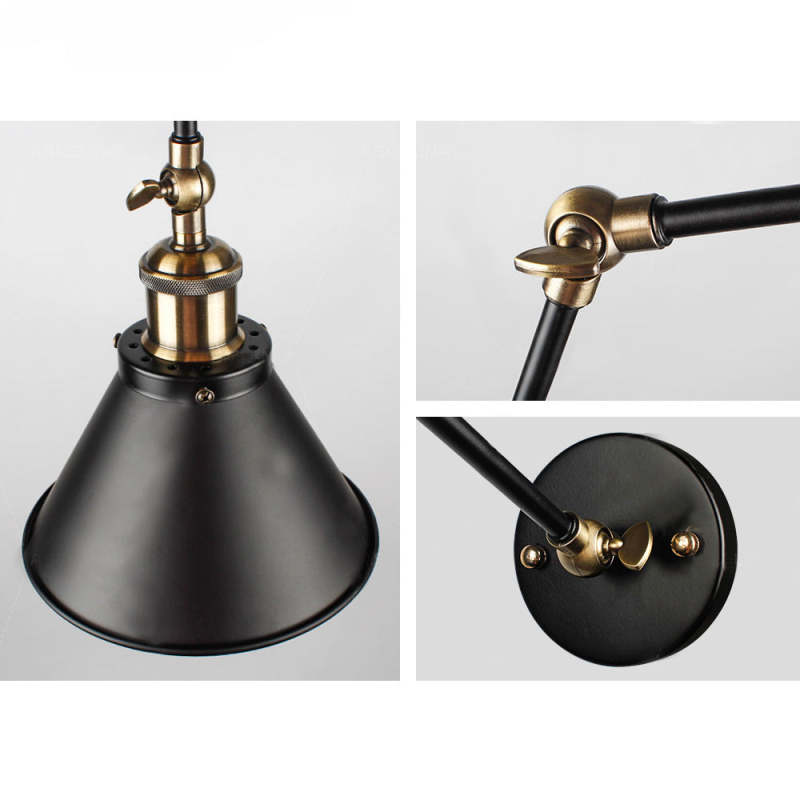Epoch Retro Wall Lamp with Swing Arm, Metal, Black & Gold - Lamp Copper