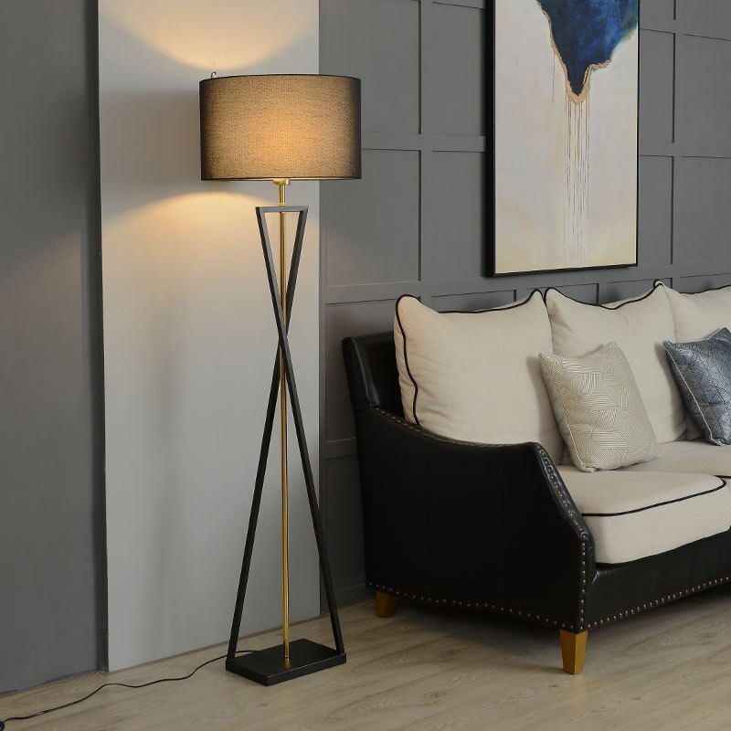 Baines Tripod Floor Lamp, Black & Flaxen, L 158CM - Lamp Copper
