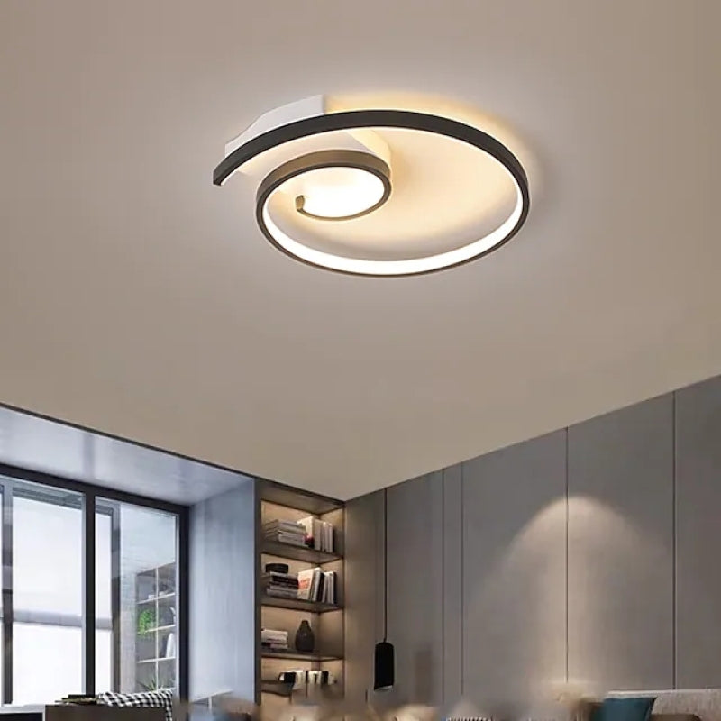 Arisha Modern Spiral Shaped Metal Ceiling Light, Black/White - Lamp Copper