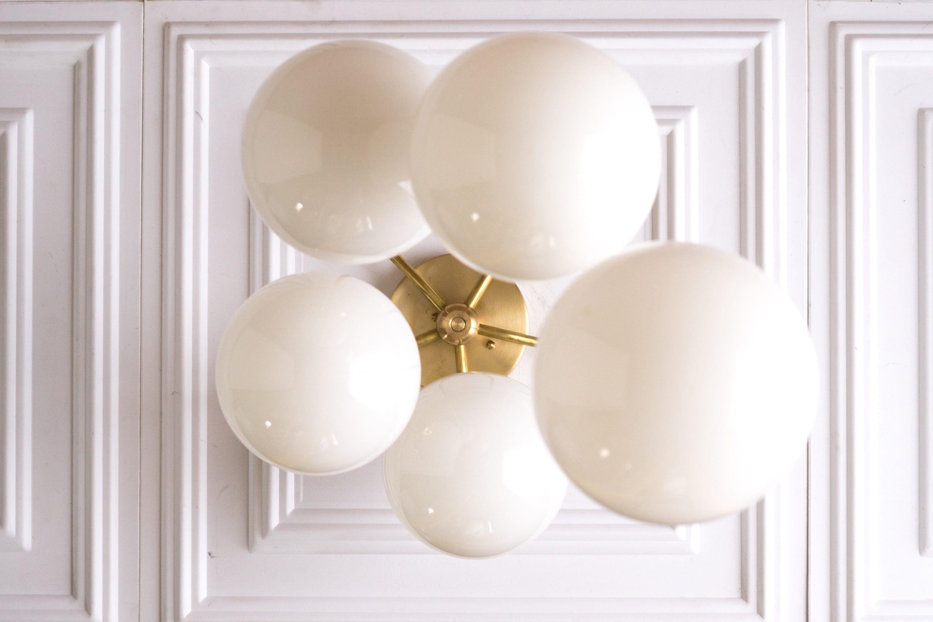 Pearl Glass Brass Chandelier
