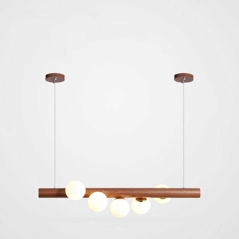 Valentina Glass Bubble Pendant Light Wood/Walnut - Lamp Copper