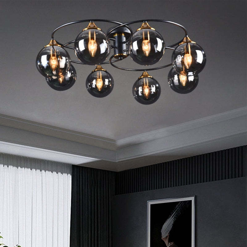 Valentina Nordic Bubble Glass Ceiling Light, Gray/Amber - Lamp Copper