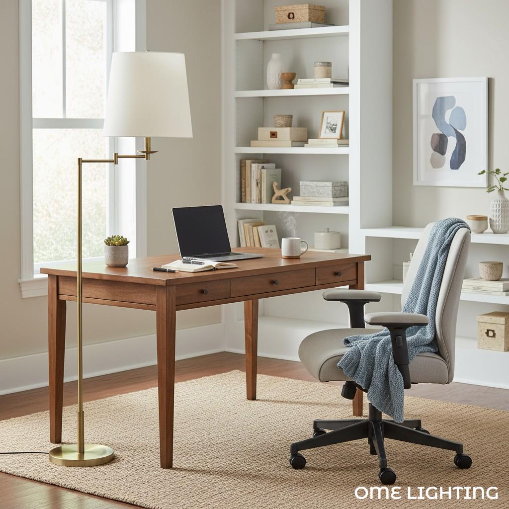 Lodge Brass Linen Floor Lamp