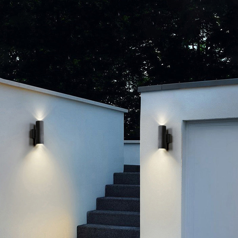 Kren Minimalist Metal Double-headed Outdoor Wall Lamp, Black - Lamp Copper
