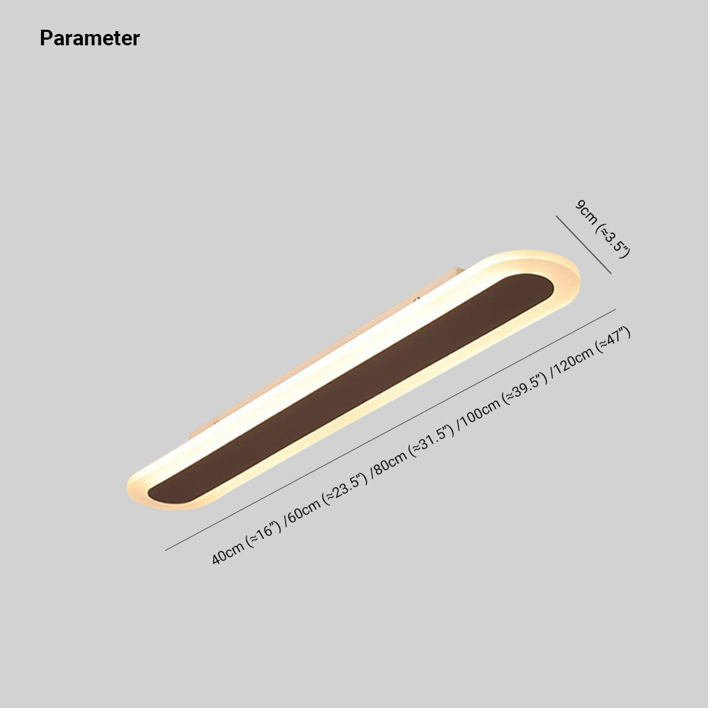 Arisha Minimalist Oval Linear Flush Mount Ceiling Light, White/Coffee - Lamp Copper