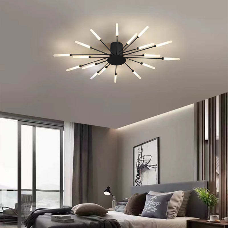 Wesley Flush-Mount Ceiling Light Fireworks, Black/Gold - Lamp Copper
