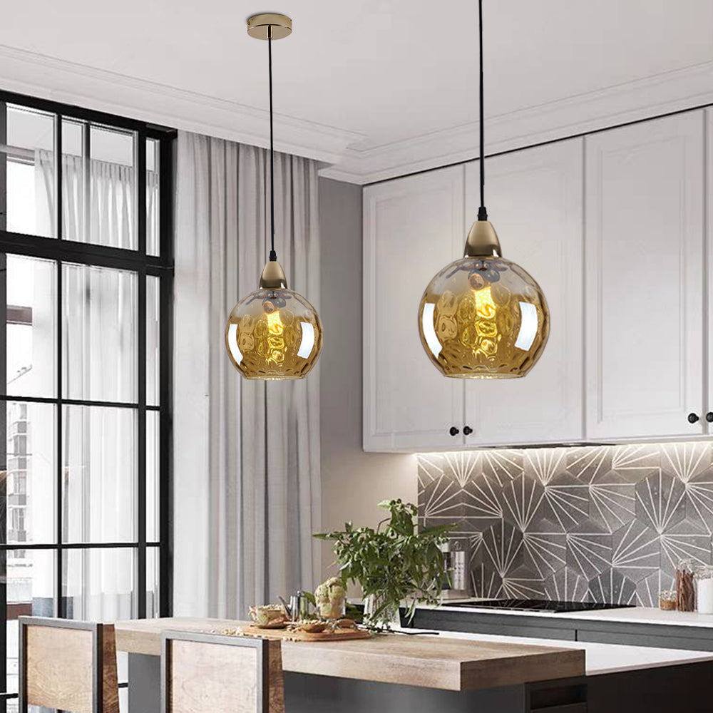 Water Ripple Glass Pendant Lights - Lamp Copper