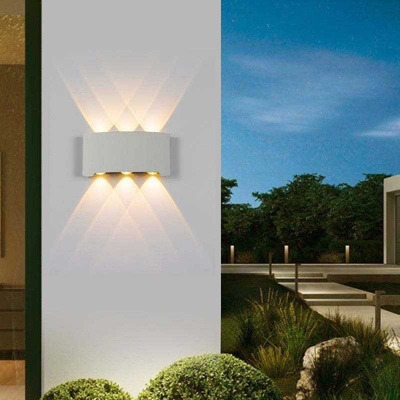 Tronix Modern Rectangular Metal Outdoor Wall Lamp, Black/White, Water-wave - Lamp Copper