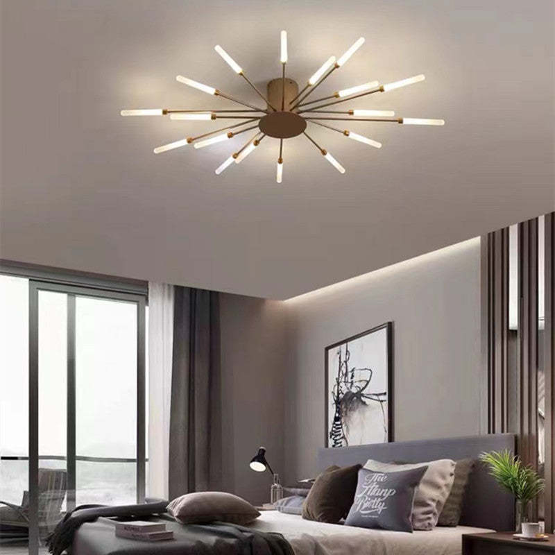 Wesley Flush-Mount Ceiling Light Fireworks, Black/Gold - Lamp Copper