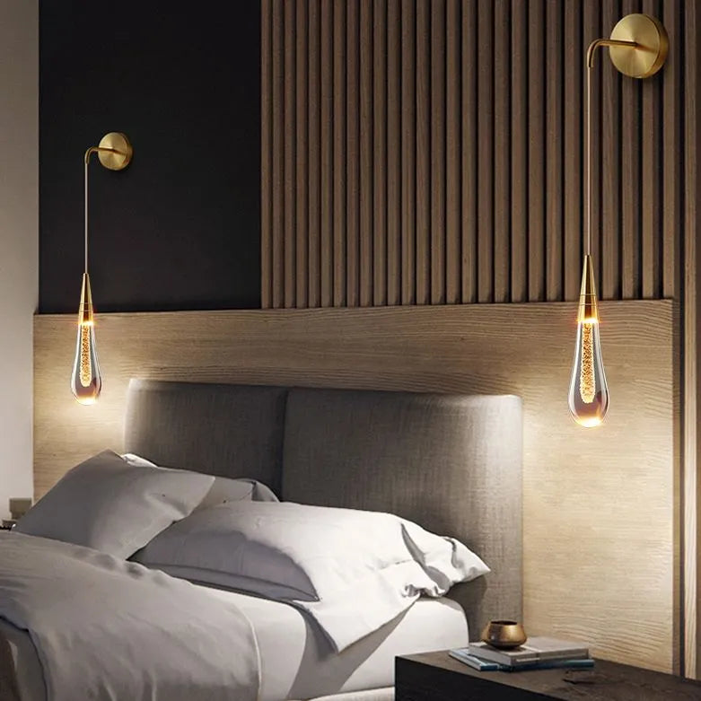 Kristy Modern Water Drop Wall Lamp, Black/Gold - Lamp Copper