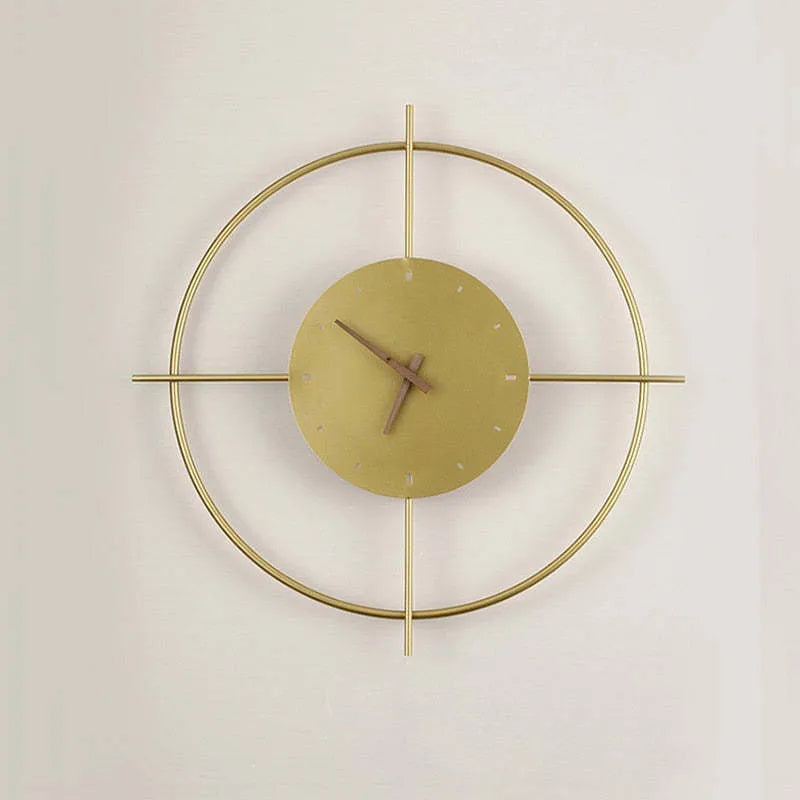 Glint Modern Clock Round Wall Lamp, Gold/Black - Lamp Copper
