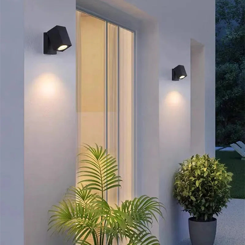 Artiq Modern Outdoor Rotatable Metal Spotlight Wall Lamp, Black - Lamp Copper