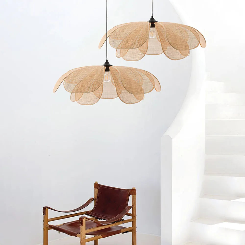 Aiko Handmade Pendant Light, Rattan/Willow Weave - Lamp Copper
