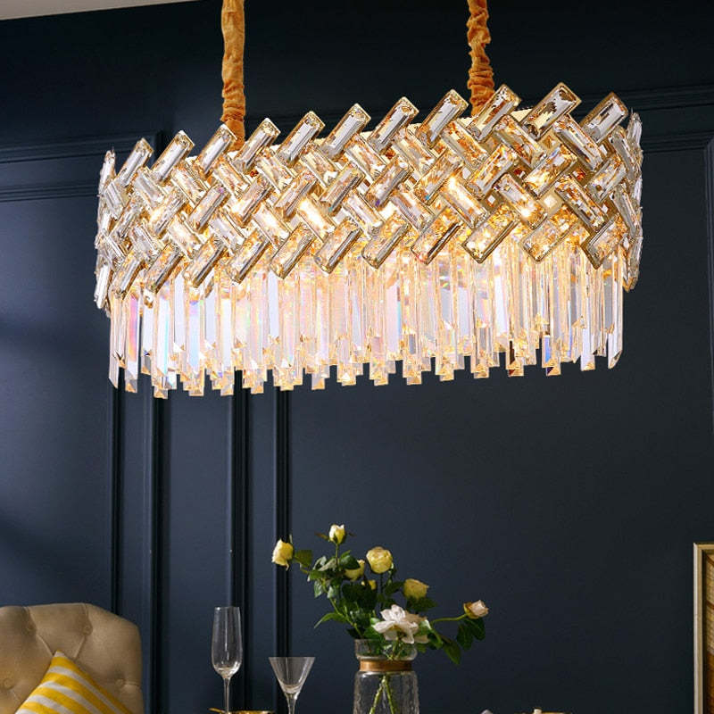 Kristy Luxury Gold Chandelier, Crystal & Metal - Lamp Copper