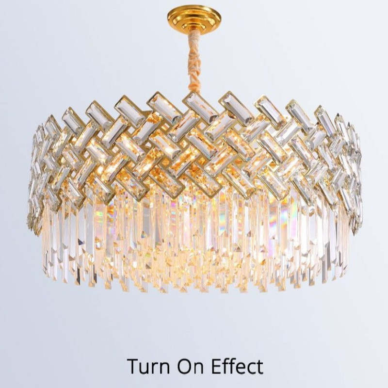 Kristy Luxury Gold Chandelier, Crystal & Metal - Lamp Copper