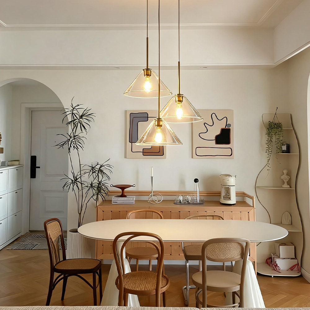 Cone 3-Light Brass Chandelier