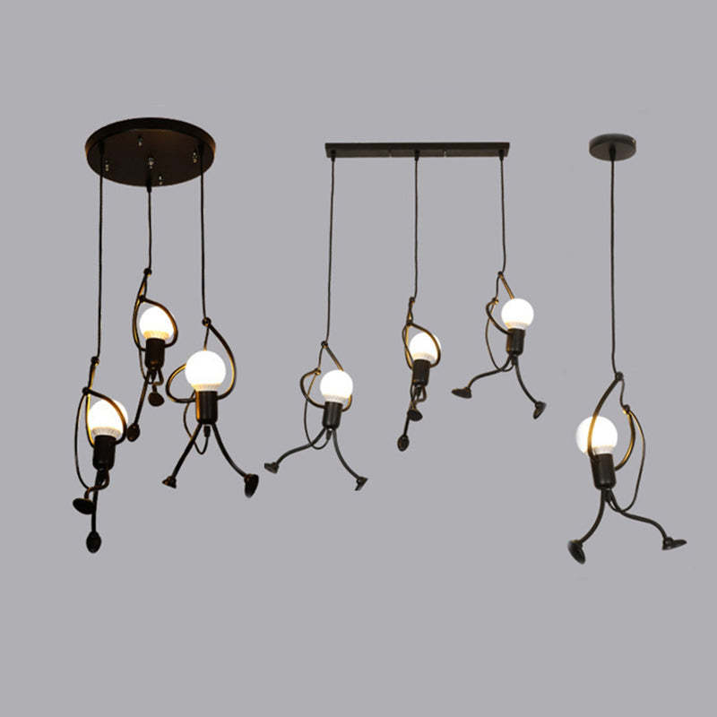 Miro Retro Modern Iron Man Pendant Light, Black - Lamp Copper