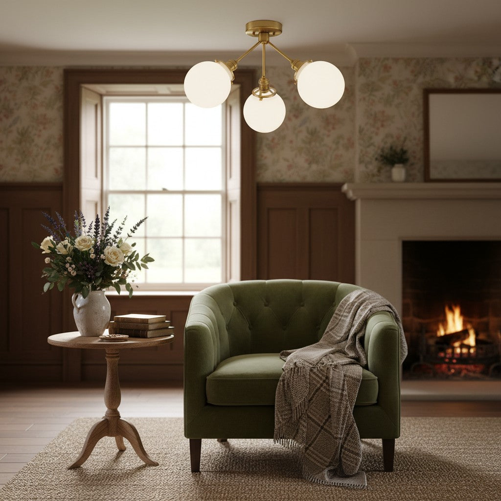 Pearl Globe Ceiling Light with Opal Shade
