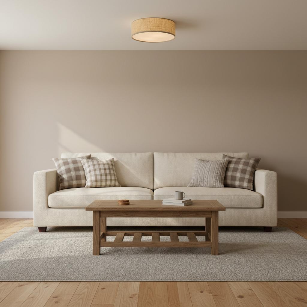 Linen Drum Ceiling Light Modern Bedroom