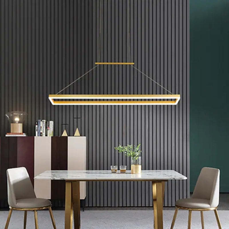 Gloen Modern Rectangular Hanging Pendant Light, Gold/Coffee - Lamp Copper