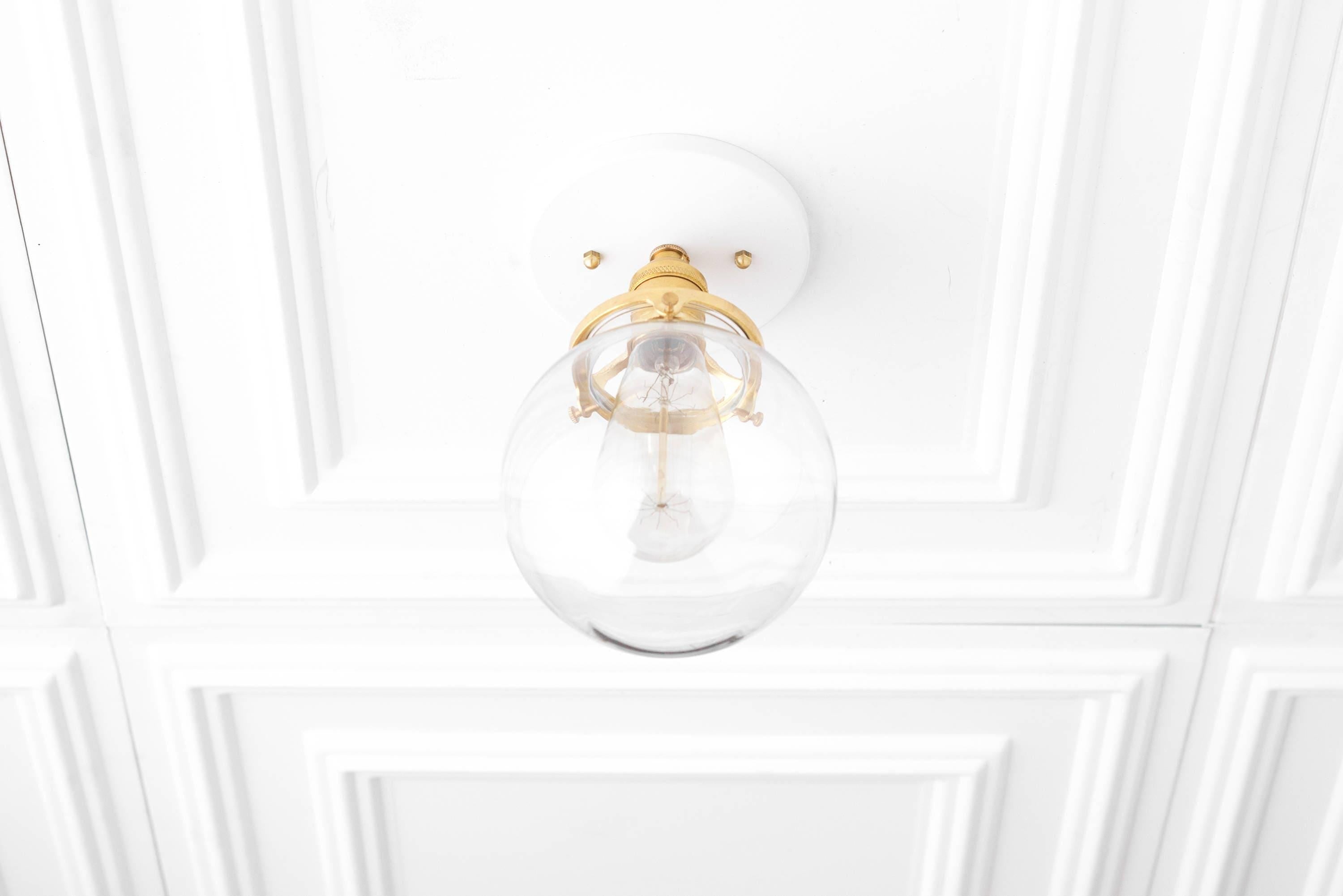 Pearl  Clear Glass Retro Globe Ceiling Light Bedroom