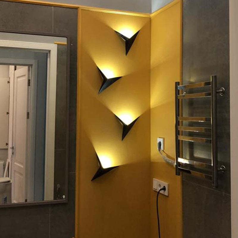 Calno Metal Modern LED Wall lamps for Bedroom, Triangle - Lamp Copper