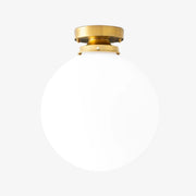 Pearl White Brass Globe Ceiling Light  Contemporary