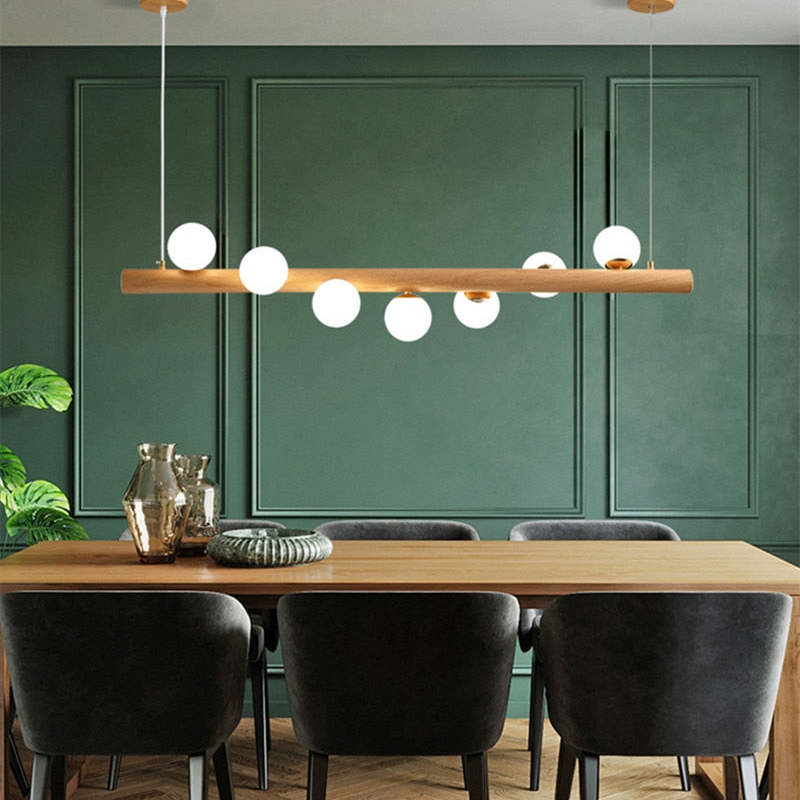 Valentina Glass Bubble Pendant Light Wood/Walnut - Lamp Copper