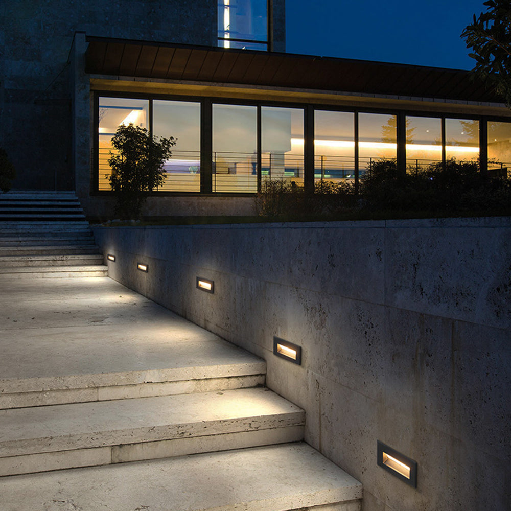 Ray Modern Metal Rectangular Outdoor Deck/Step Light, Black - Lamp Copper