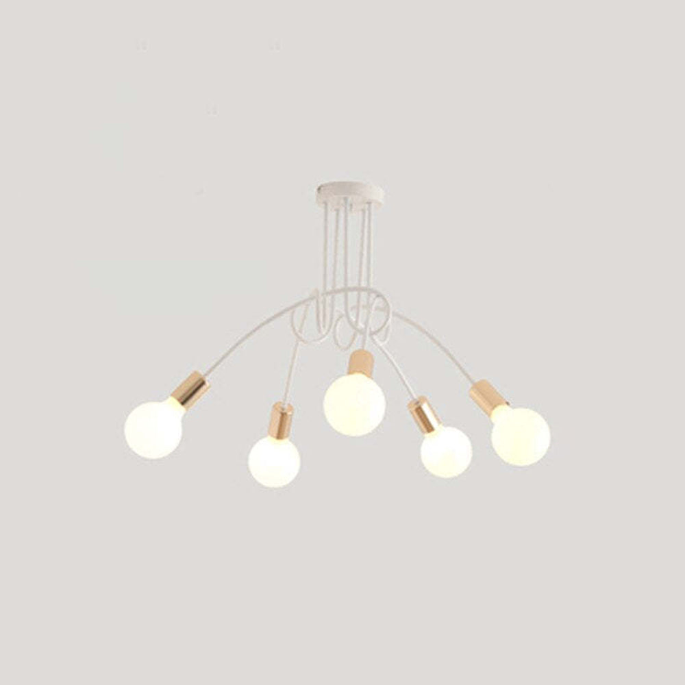 Arisha Modern Linear Curve Metal Ceiling Light, Dining Room/Living Room - Lamp Copper