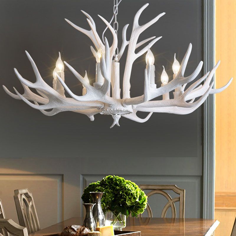 Silva Retro Deer Antlers Candle light Horn Resin Chandelier - Lamp Copper
