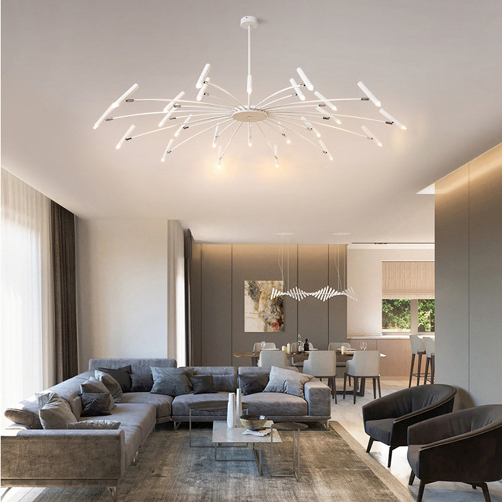Arisha Modern Blown Linear Metal Multi-heads Chandelier - Lamp Copper