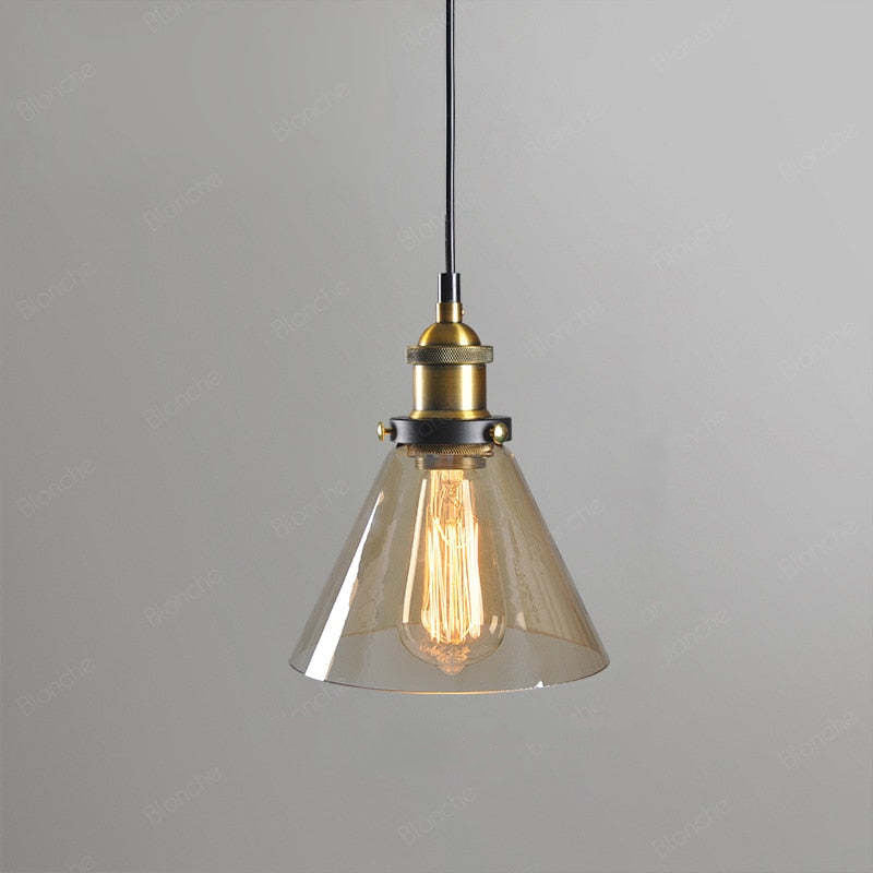 June Industrial Glass Pendant Light Clear/Amber/Smoke Grey - Lamp Copper