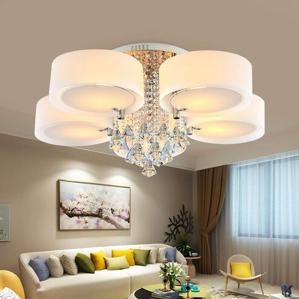 Arisha Flush Mount Ceiling Light Glass White Modern Round Hallway - Lamp Copper