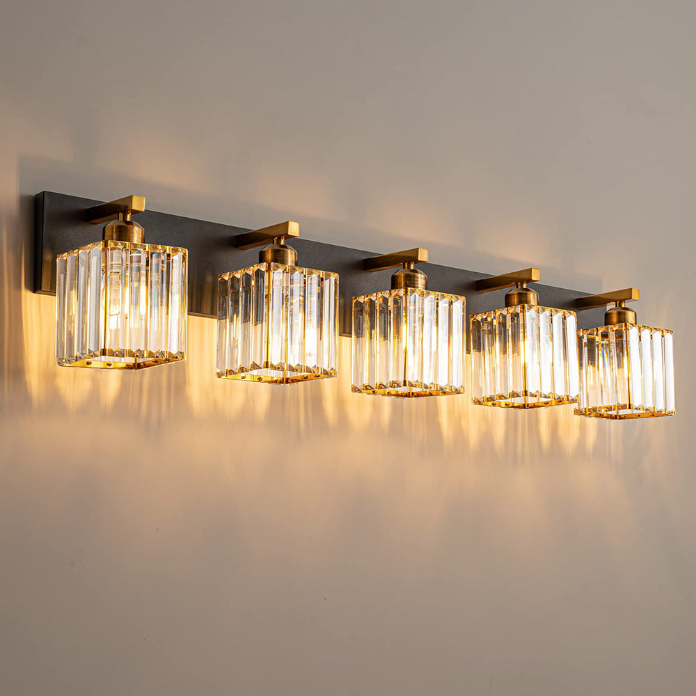 Kristy Vintage LED Metal/Crystal Wall Lamp For Mirror, Gold - Lamp Copper