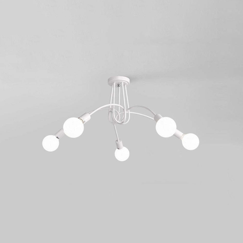Arisha Modern Linear Curve Metal Ceiling Light, Dining Room/Living Room - Lamp Copper