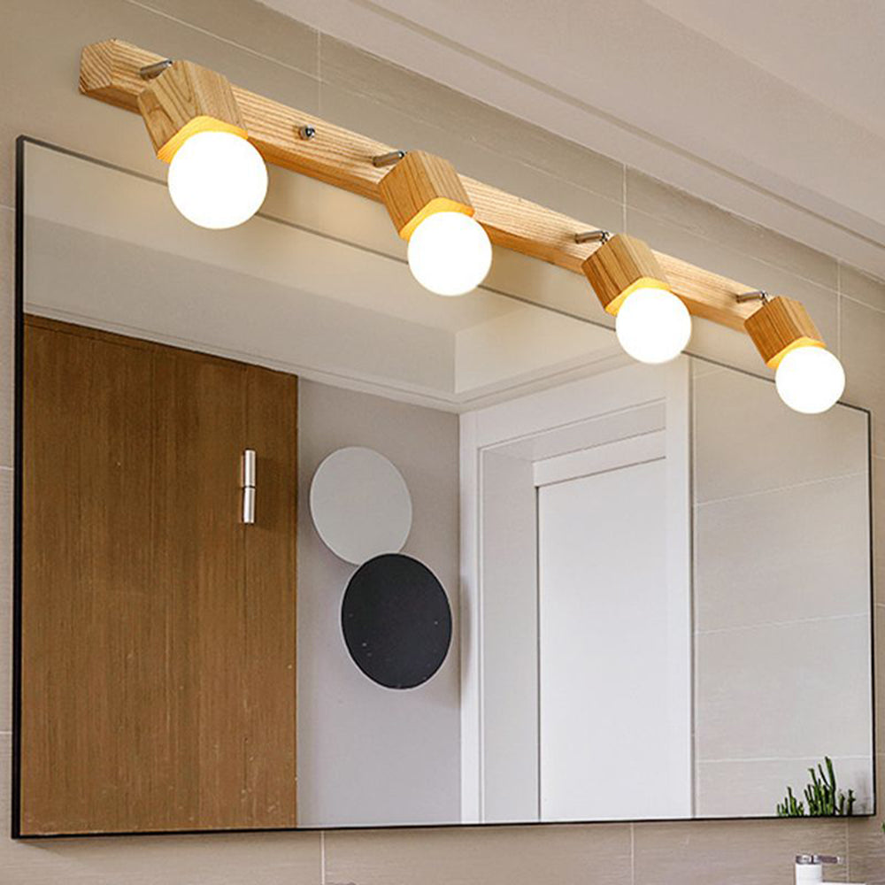 Muto Modern Square Globe Metal/Wood Wall Lamp, Vanity Light - Lamp Copper