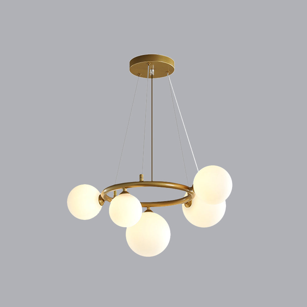 Valentina Modern Designe Wave Metal/Glass Pendant Light, White/Gold - Lamp Copper