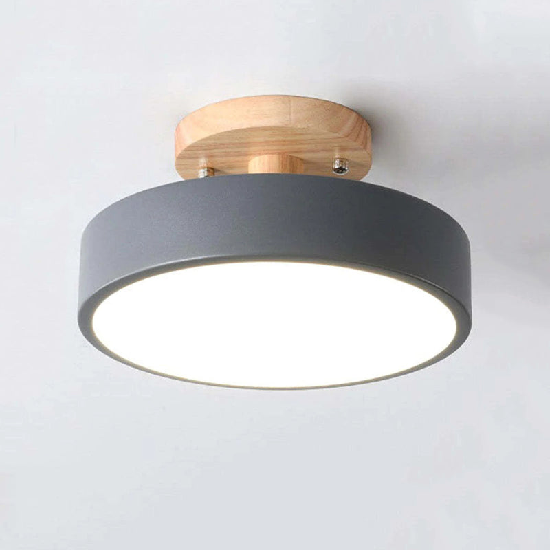 Orya Round LED Flush Mount Ceiling Light Modern Wood Colorful - Lamp Copper