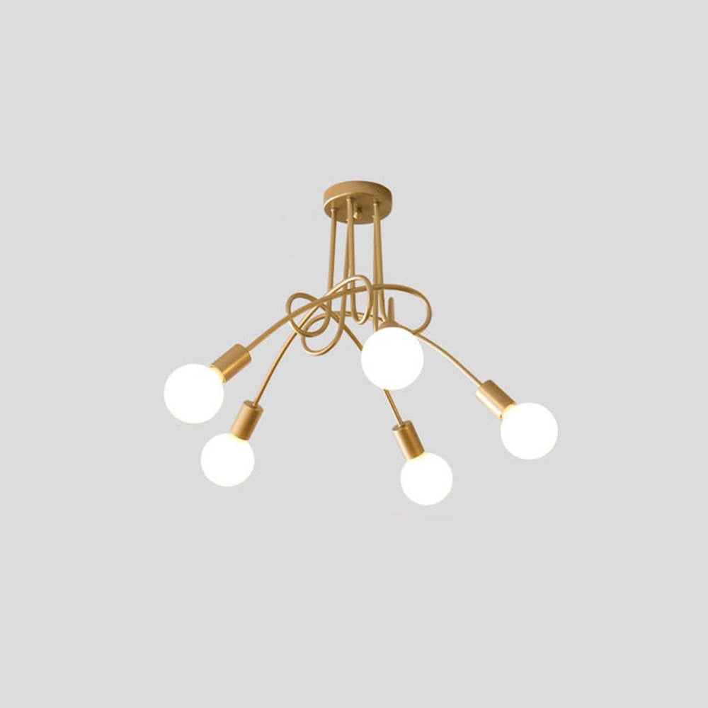 Arisha Modern Linear Curve Metal Ceiling Light, Dining Room/Living Room - Lamp Copper