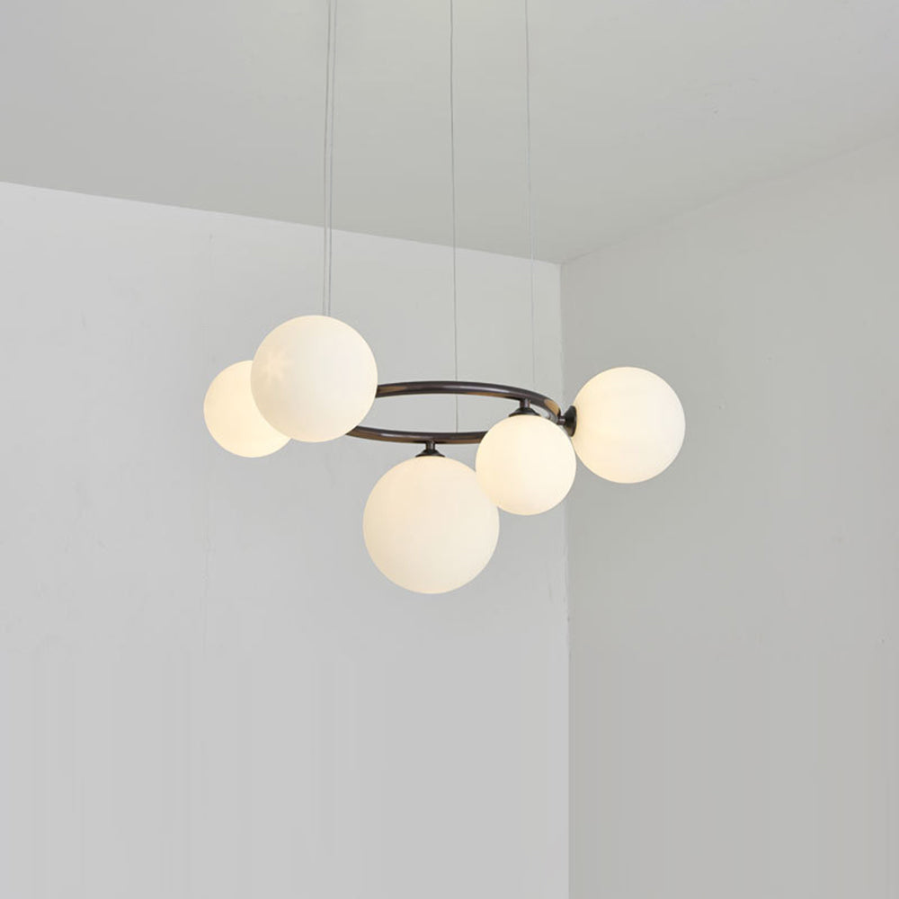 Valentina Modern Designe Wave Metal/Glass Pendant Light, White/Gold - Lamp Copper